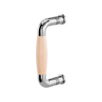 Pull handle Ika polished stainless steel with beech wood