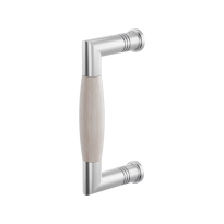 Door pull handle Ika satin stainless steel with oak whitewash 130x60mm
