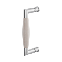 Door pull handle Ika satin stainless steel with oak whitewash 157x62mm