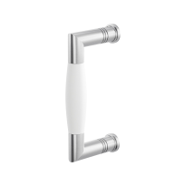 Door pull handle Ika satin stainless steel with white 130x60mm