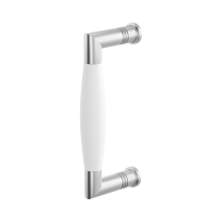 Door pull handle Ika satin stainless steel with white 157x62mm