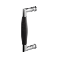 Door pull handle Ika polished stainless steel with ebony 157x62mm