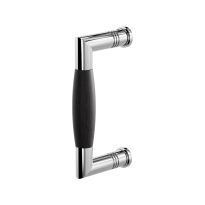 Door pull handle Ika polished stainless steel with ebony