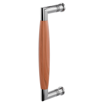 Door pull handle Ika polished stainless steel with cherrywood 207x63mm