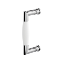 Door pull handle Ika polished stainless steel with white
