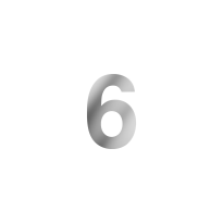 GPF polished stainless steel house number 6, 150 mm