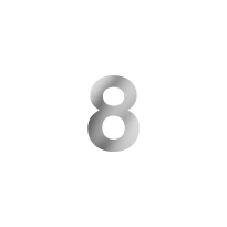 GPF polished stainless steel house number 8, 150 mm