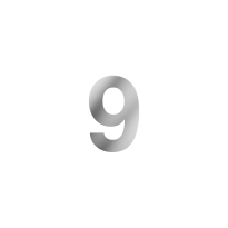 GPF polished stainless steel house number 9, 150 mm