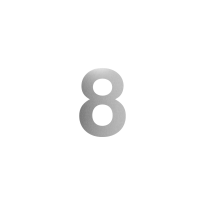 GPF stainless steel satin house number 8, 150 mm