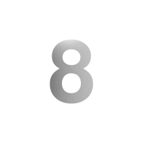 GPF stainless steel satin house number 8 L, 200 mm