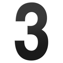 GPF black house number 3 XXL, 400 mm
