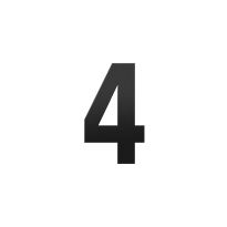 GPF black house number 4 L, 200 mm