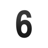 GPF black house number 6 XL, 250 mm