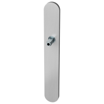 GPF1100.70 long backplate XL rounded satin stainless steel with welded knob fastener