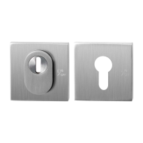 GPF9387.09 square security rose 54 mm SKG*** with cylinder pulling stainless steel brushed