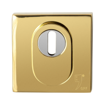 GPF9387.P3 square security rose outside 54 mm SKG*** with cylinder pulling pvd brass matt