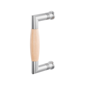 Door pull handle Ika satin stainless steel with beech wood
