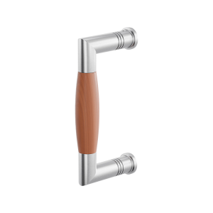 Door pull handle Ika satin stainless steel with cherrywood