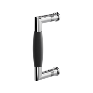 Door pull handle Ika polished stainless steel with black 130x60mm
