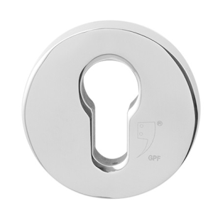 GPF9392.49 round security rose inside 54 mm SKG*** with cylinder pulling white stainless steel polished