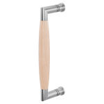 Door pull handle Ika satin stainless steel with beech wood 207x63mm