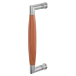 Door pull handle Ika satin stainless steel with cherrywood 207x63mm
