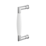 Door pull handle Ika satin stainless steel with white 157x62mm