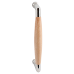 Door pull handle Ika polished stainless steel with beech wood 130x60mm