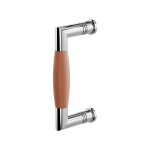 Door pull handle Ika polished stainless steel with cherrywood 130x60mm