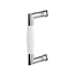 Door pull handle Ika polished stainless steel with white