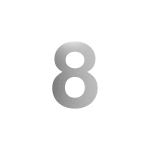 GPF stainless steel satin house number 8 L, 200 mm