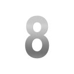GPF stainless steel satin house number 8 XL, 250 mm