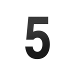 GPF black house number 5 XL, 250 mm