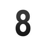 GPF black house number 8 XL, 250 mm