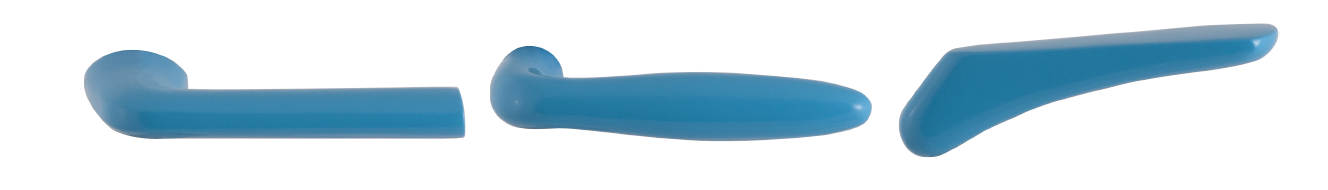 Single door handles in blue