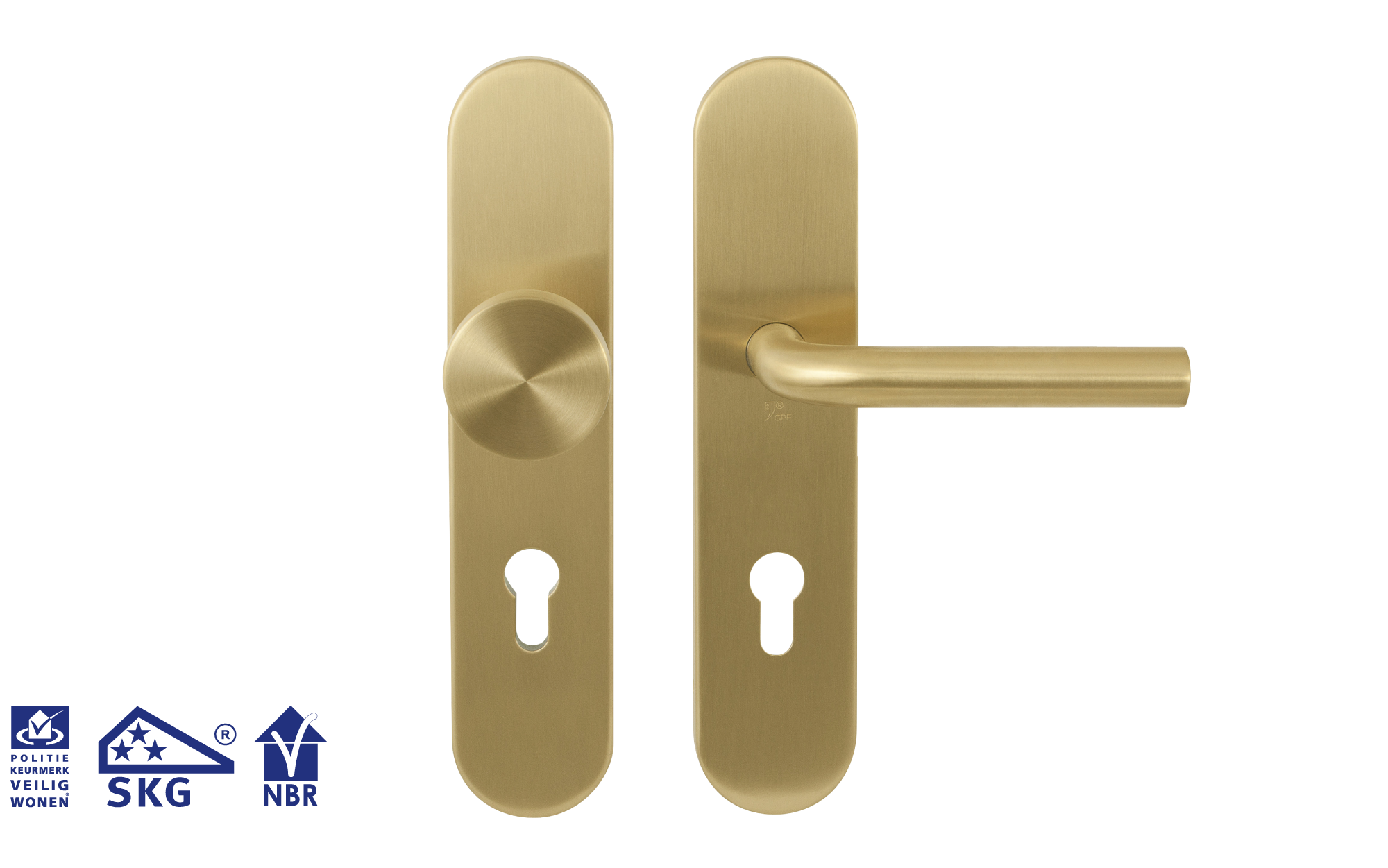 Safety fittings in PVD satin brass