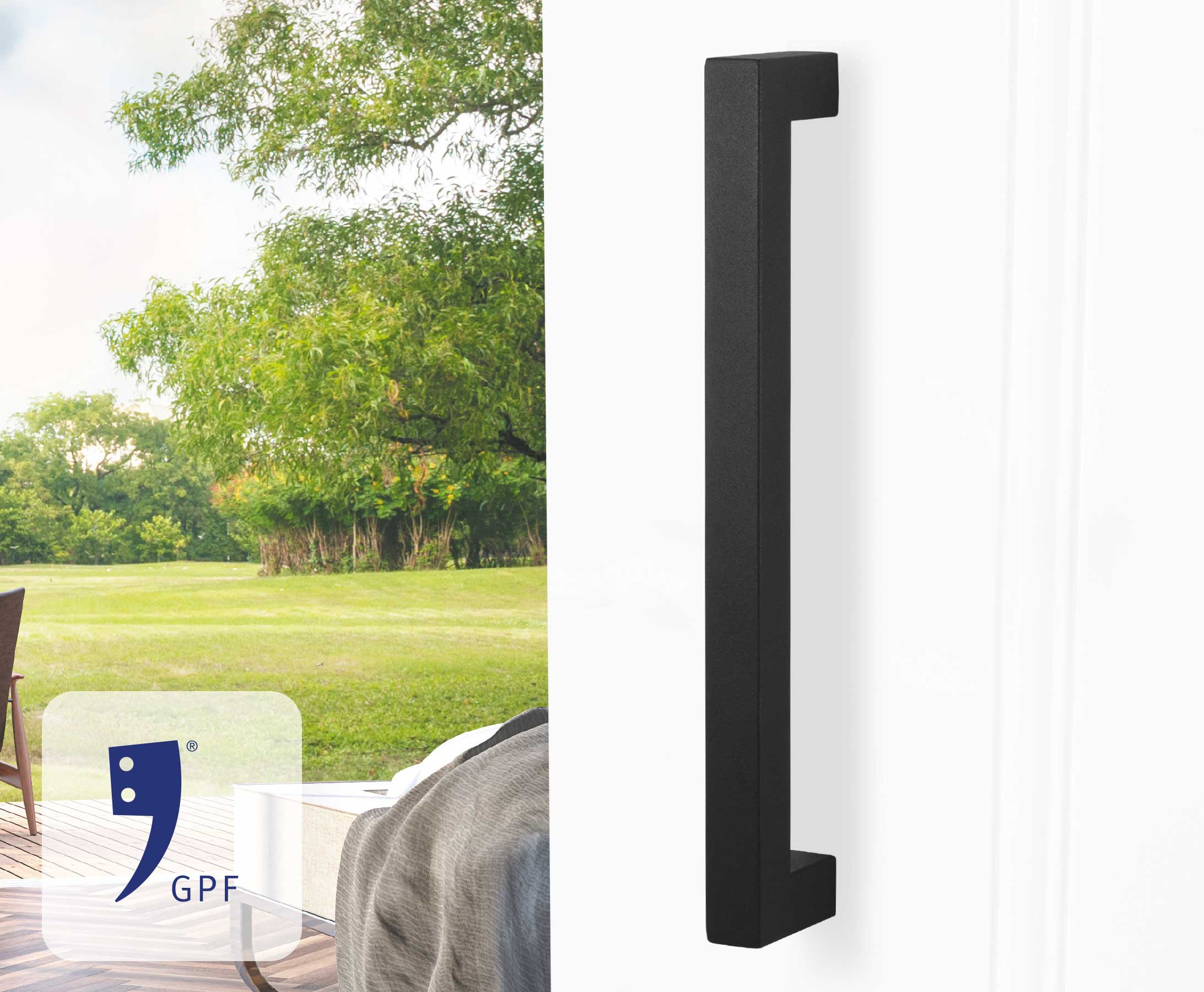 House with black pull handle