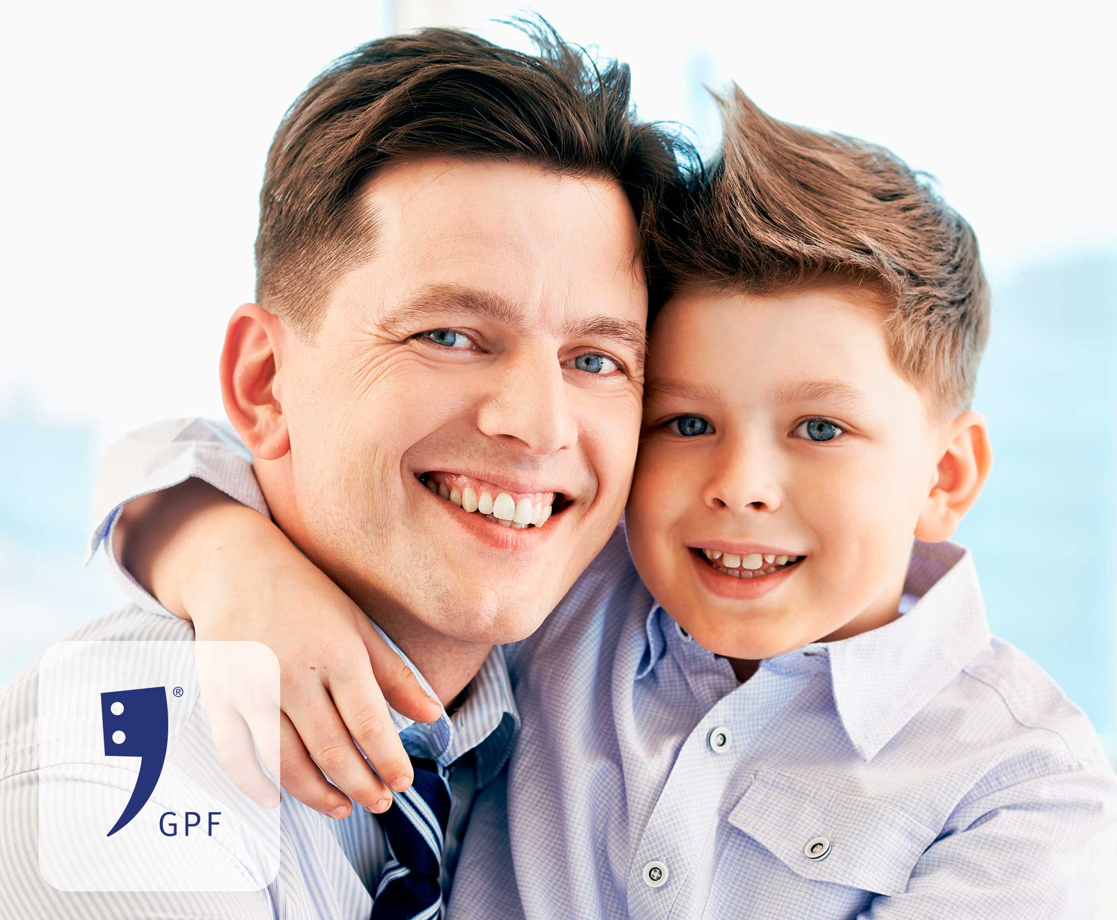 Happy father and son